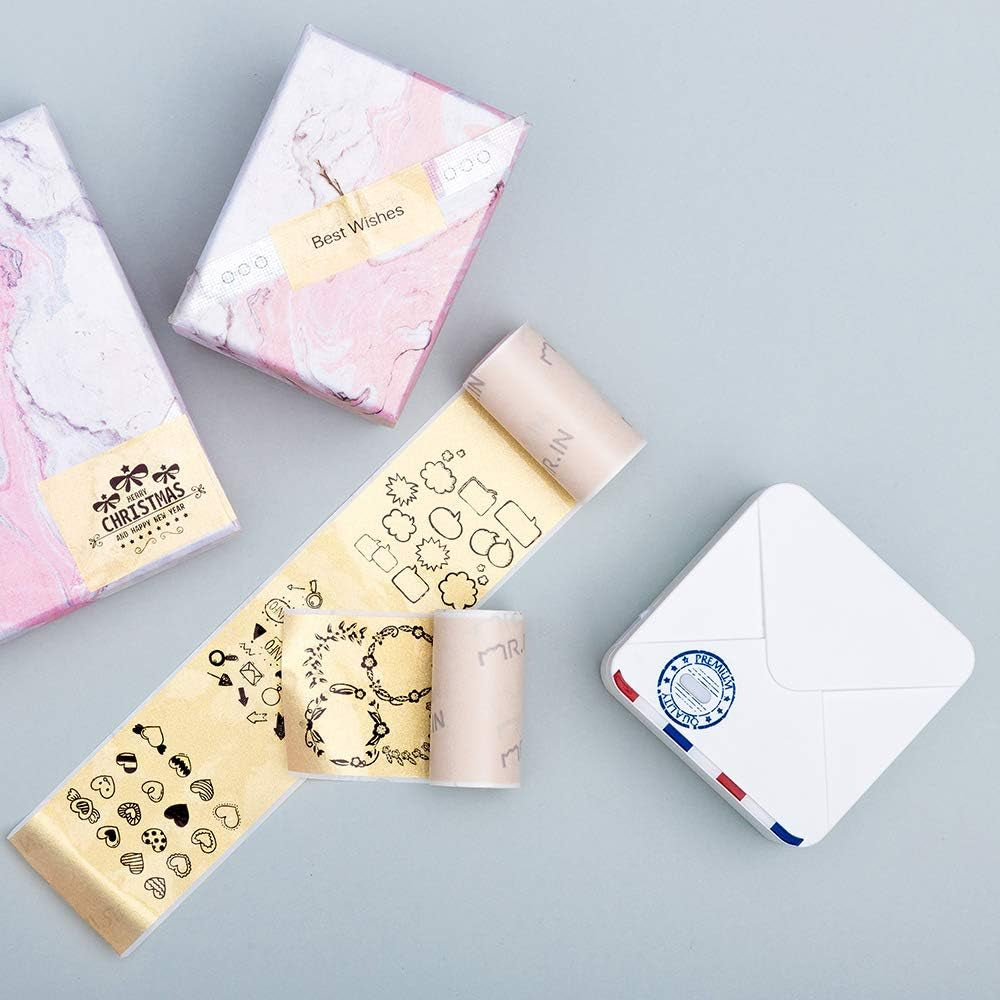 Adhesive Transparent Gold Thermal Paper for  M02/M02 Pro/M02S/M03 Mini Pocket Printer 50Mm X 3.5M, Diameter 30Mm, 3 Rolls