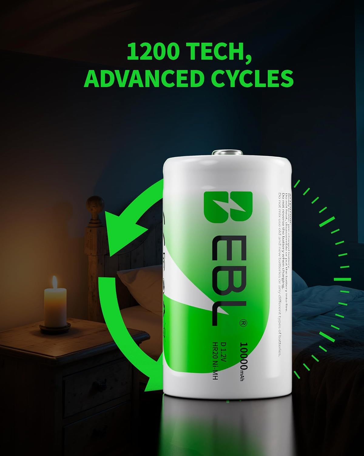 D Cell Batteries 10,000Mah Ultra Pro Ni-Mh Rechargeable D Batteries, 4-Pack(Battery Storage Case Included)