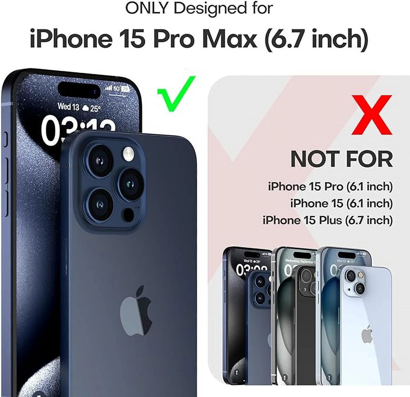 Funda Delgada a Prueba De Golpes Para Teléfono Celular Para Apple Iphone 15 Pro Max, Negro
